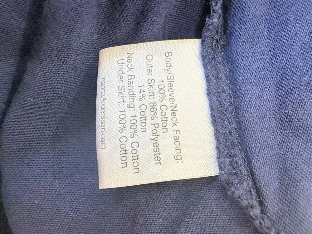 Hanna Andersson Size 140 US 10 girls Pink Top Navy Blue Telle Skirt Dress Bow
